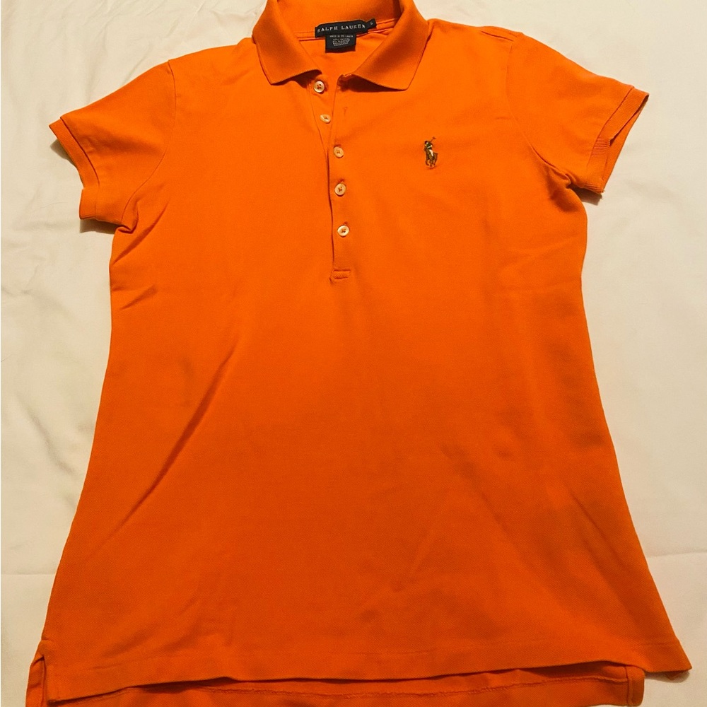 Ralph Lauren Women's Button-Down Polo in Bright Orange
